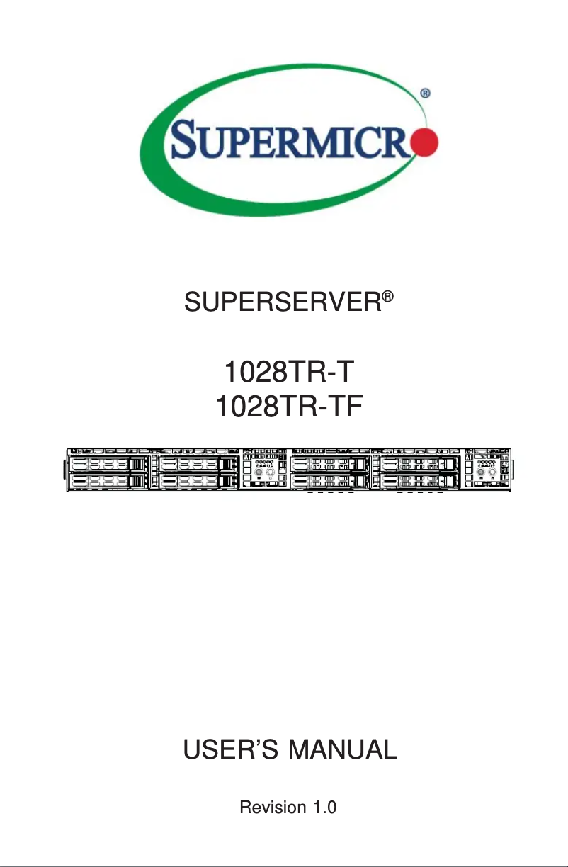 Page 1 de la notice Manuel utilisateur Supermicro SuperServer 1028TR-TF