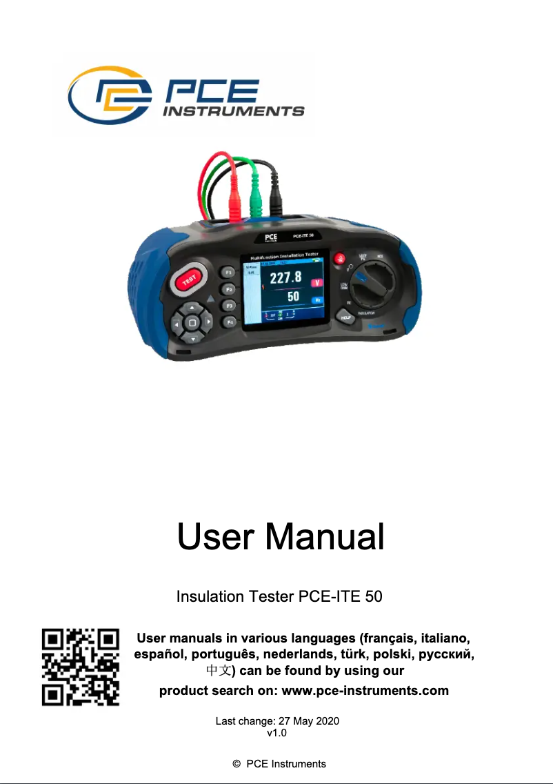 Page 1 de la notice Manuel utilisateur PCE Instruments PCE-ITE 50