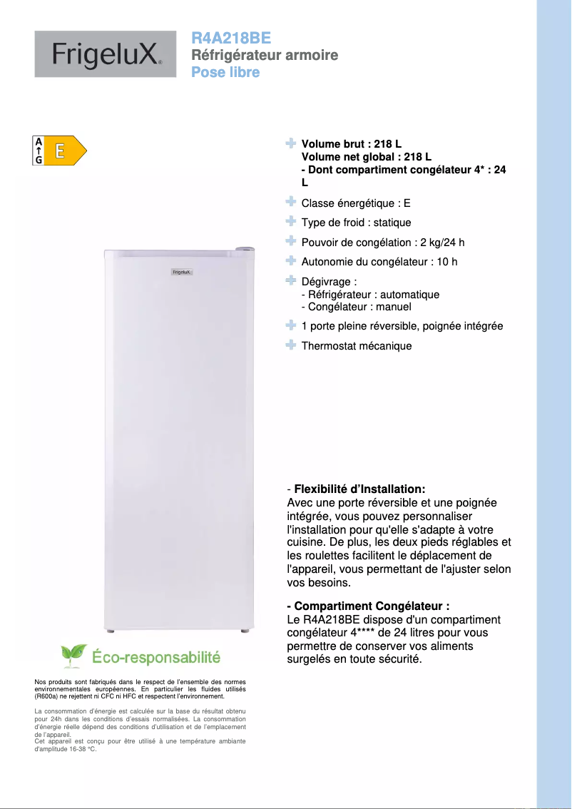 Image de la première page du manuel de l'appareil R4A218BE