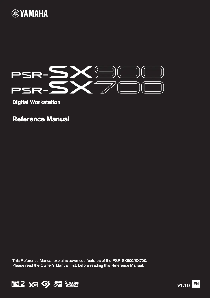 Image de la première page du manuel de l'appareil PSR-SX900