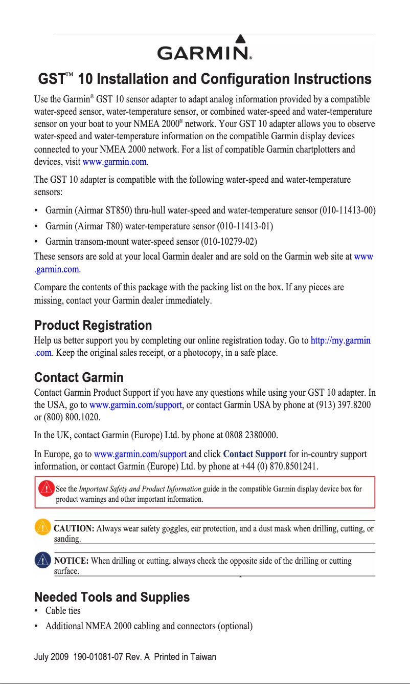 Image de la première page du manuel de l'appareil GST 10