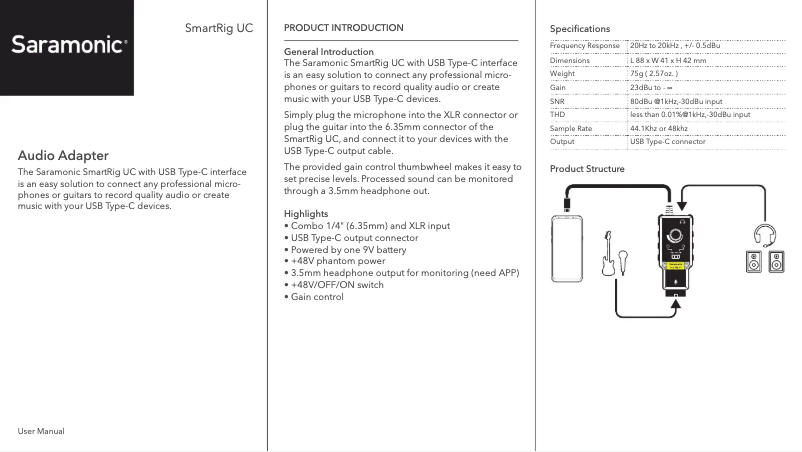 Image de la première page du manuel de l'appareil SmartRig UC