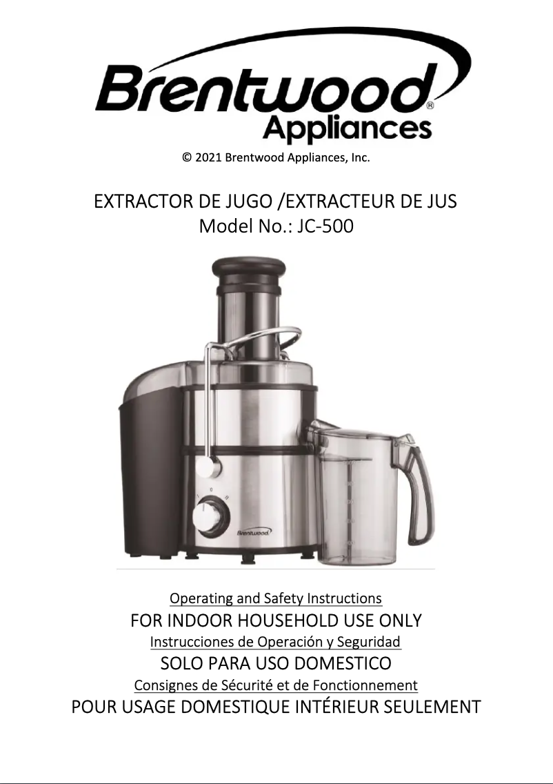 Página 1 del manual Manual de usuario Brentwood JC-500
