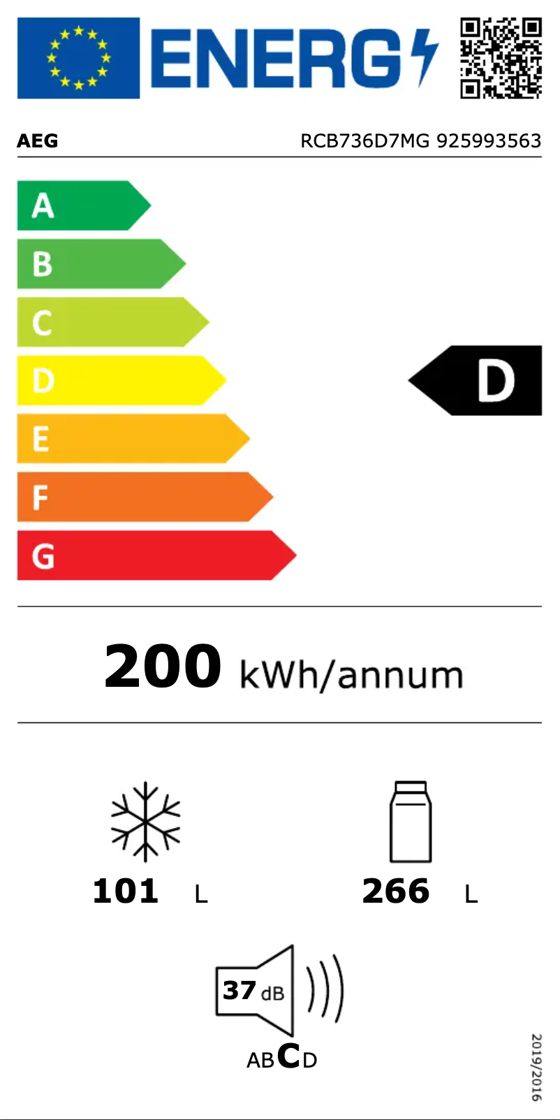 Página 1 del manual Etiqueta energética AEG RCB736D7MG