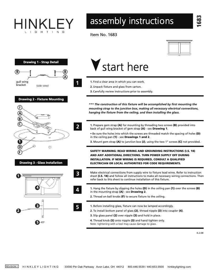 Page n°1 - Manuel utilisateur Hinkley Lighting Edgewater 1683BK