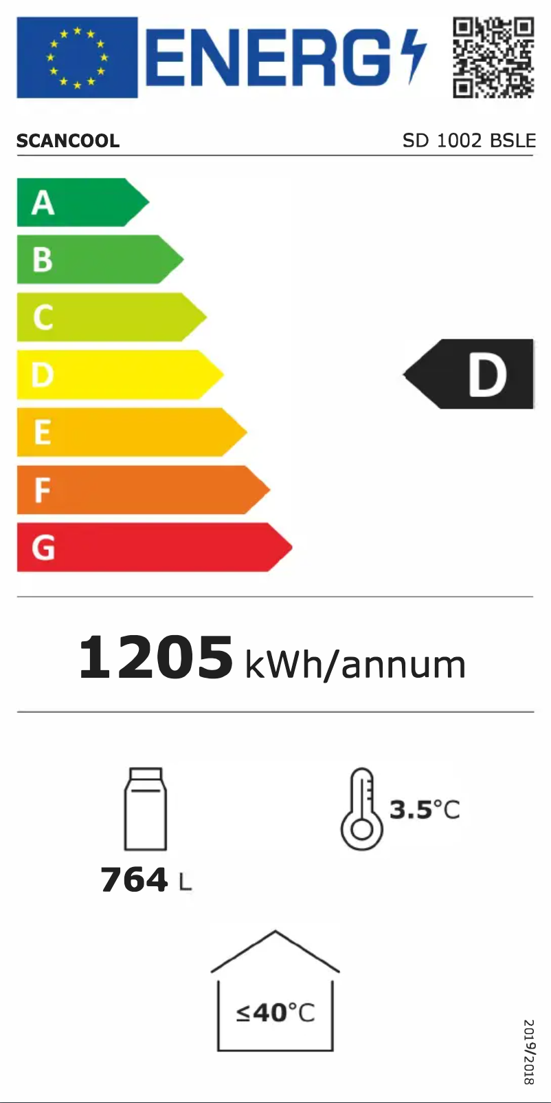 Page n°1 - Label énergétique Scancool SD 1002 BSLE