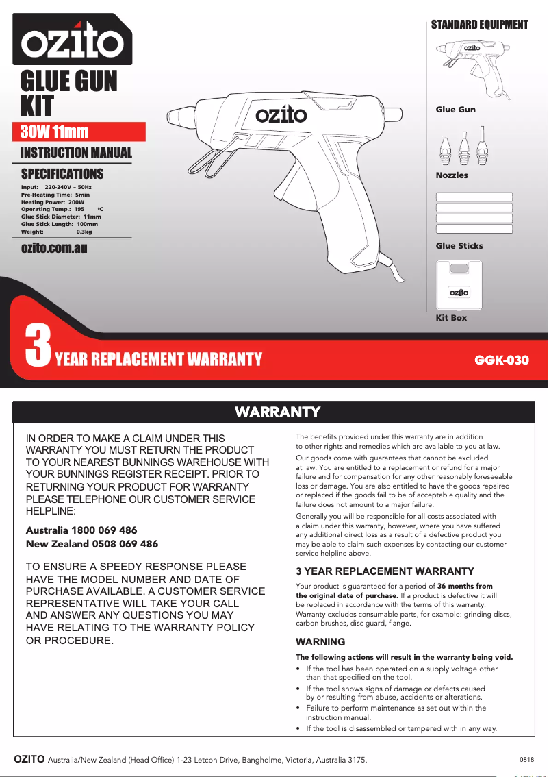 Imagen de la primera página del manual del dispositivo GGK-030