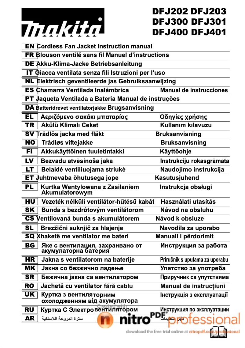 Page 1 de la notice Manuel utilisateur Makita DFJ300Z