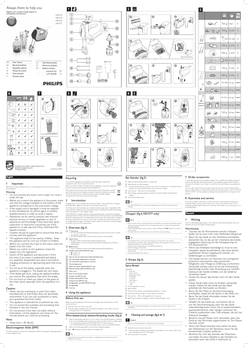 Page n°1 - Manuel utilisateur Philips Viva Collection HR1572