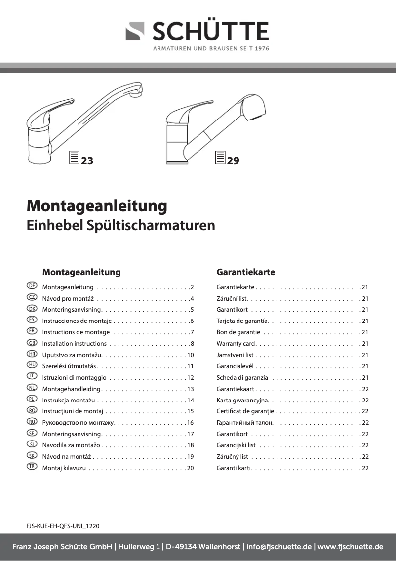 Página 1 del manual Manual de usuario Schütte Tokyo