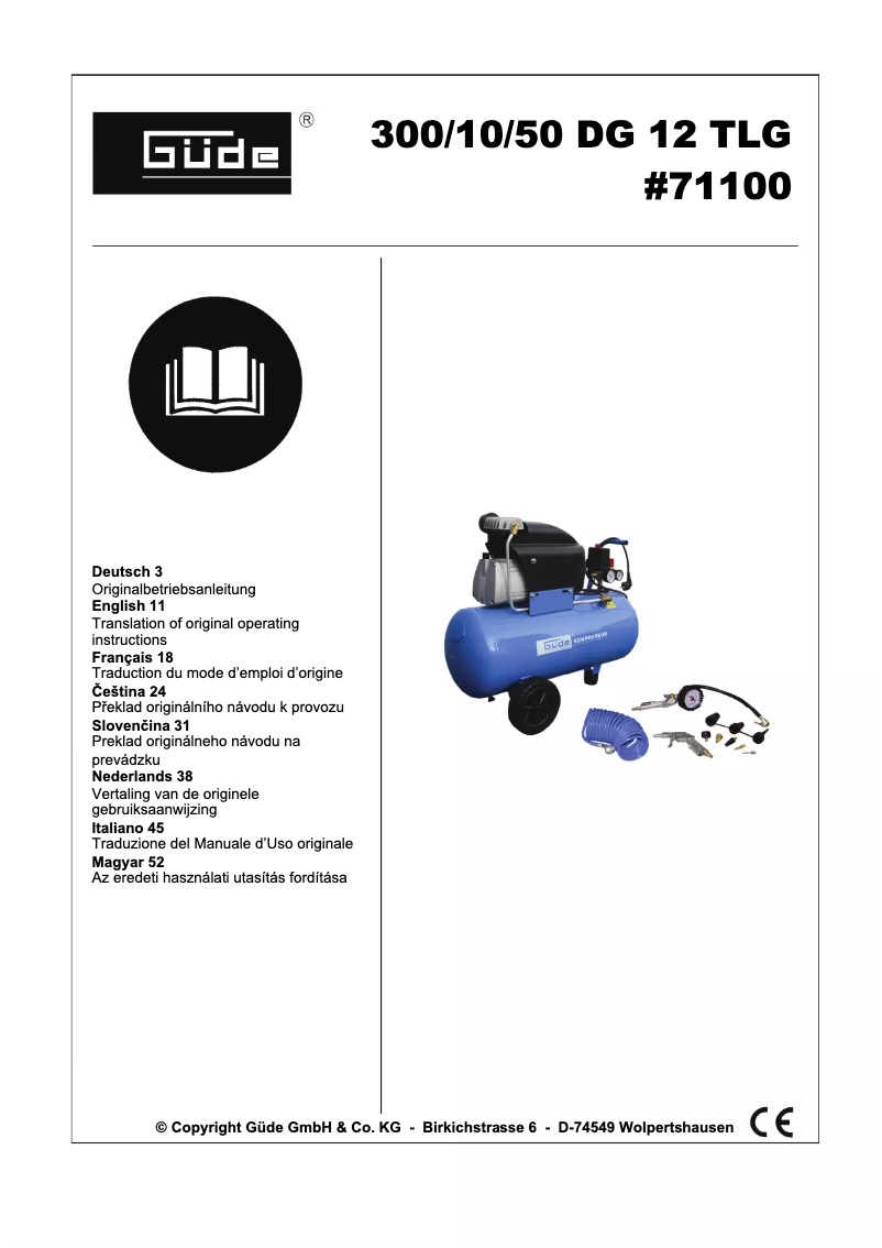 Page 1 de la notice Manuel utilisateur Güde 71100