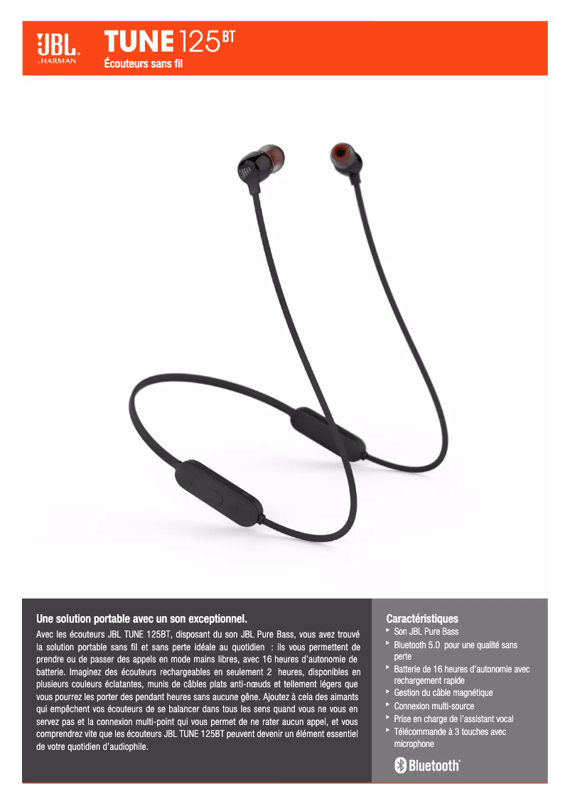 Image de la première page du manuel de l'appareil Tune 125BT