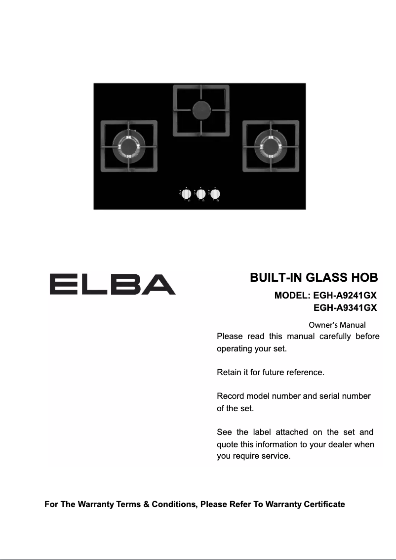 Page 1 de la notice Manuel utilisateur Elba EGH-A9241GX