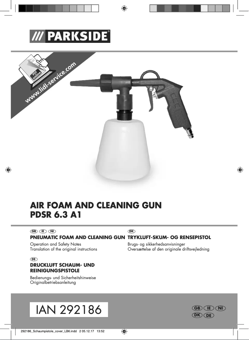 Page 1 de la notice Manuel utilisateur Parkside PDSR 6.3 A1