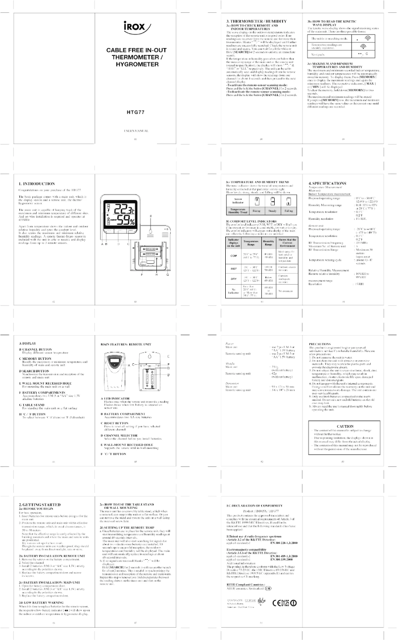 Page n°1 - Manuel utilisateur Irox HTG77