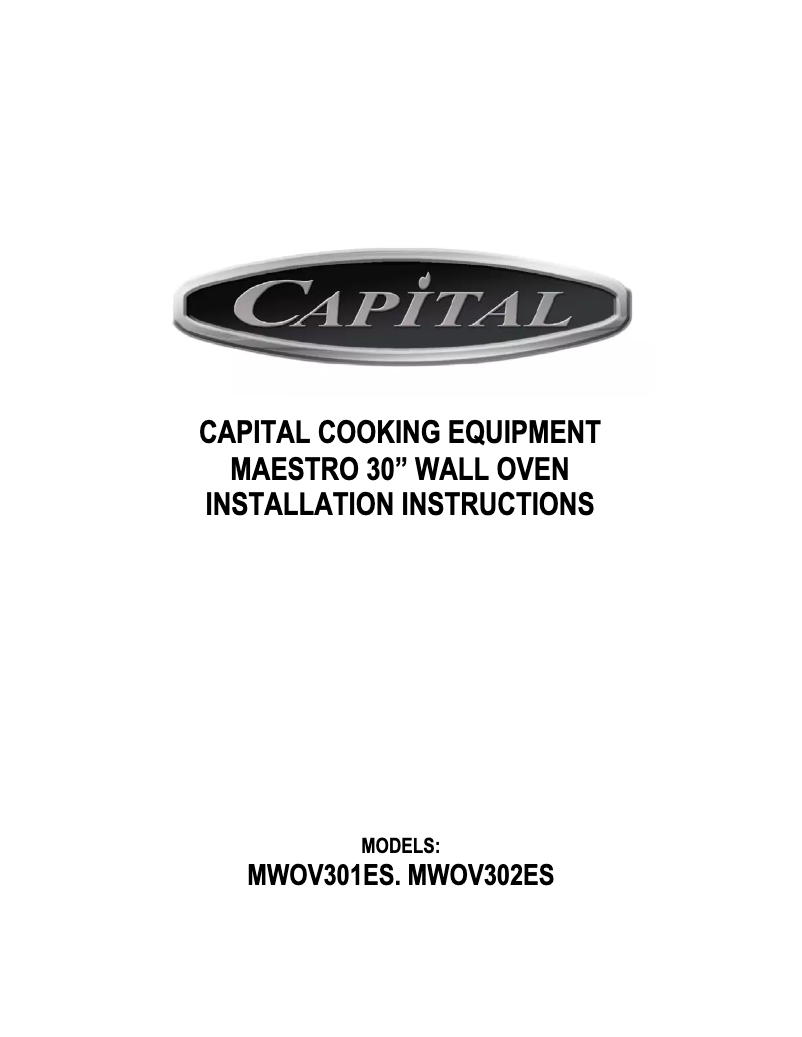 Page n°1 - Guide d'installation Capital MWOV302ES