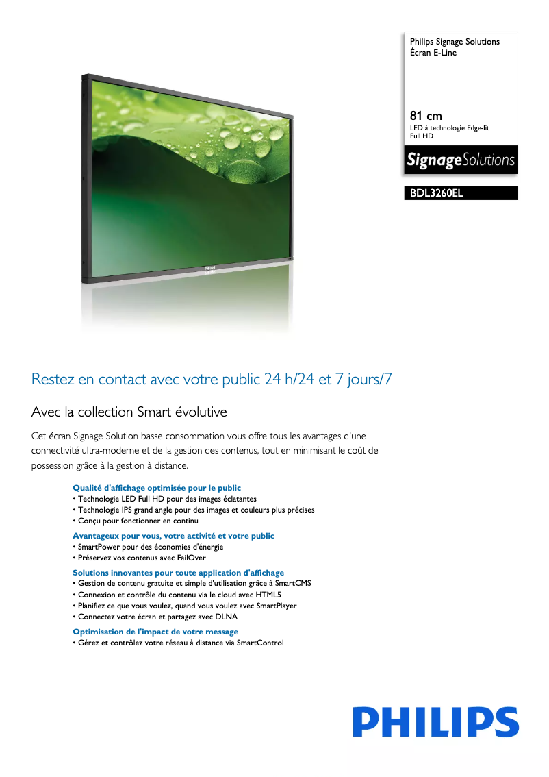 Page n°1 - Fiche technique Philips BDL3260EL