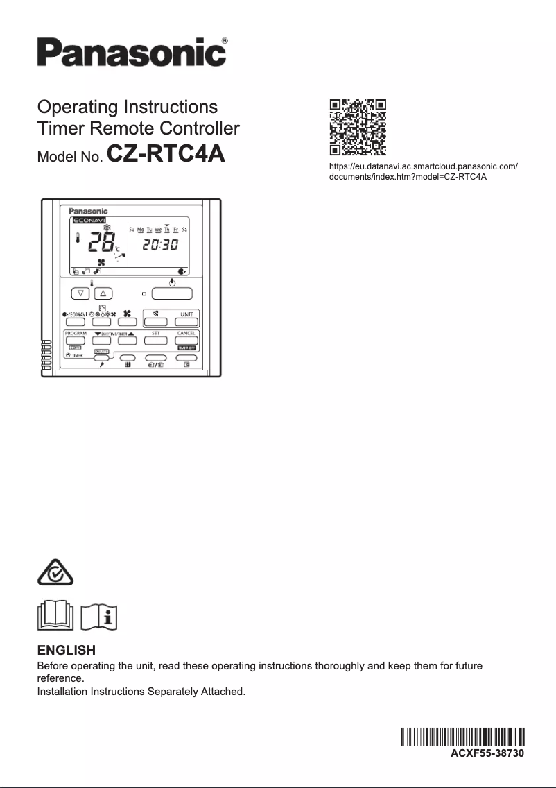 Image de la première page du manuel de l'appareil CZ-RTC4A