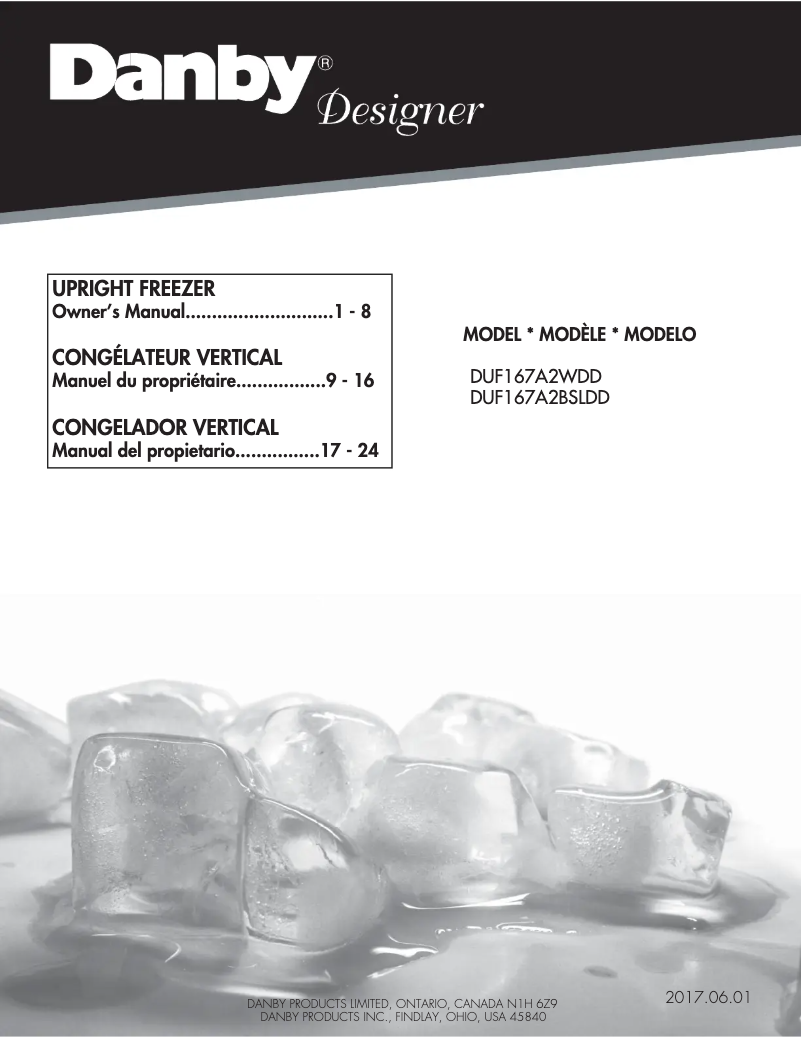 First page image of the manual for DUF167A2BSLDD