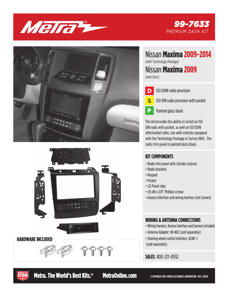 Page 1 de la notice Fiche technique AXESS 99-7633
