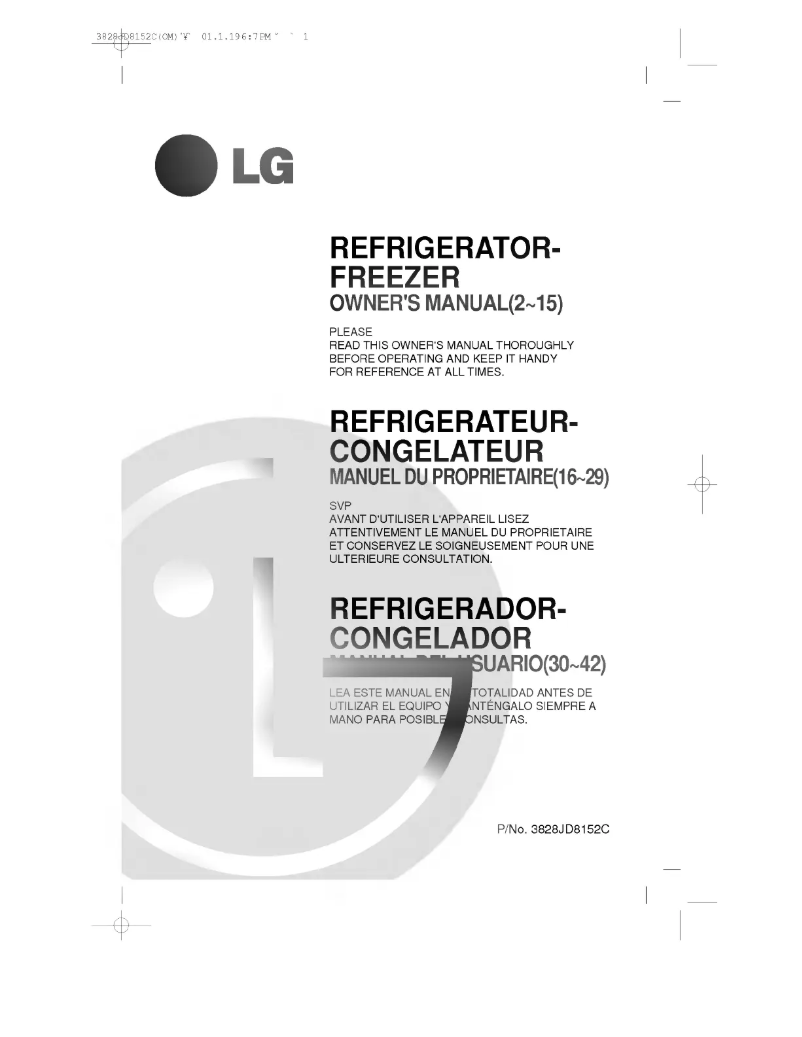 Page 1 de la notice Manuel utilisateur LG GR-332SVF