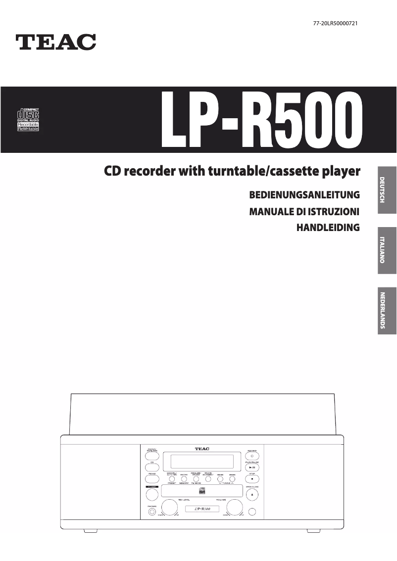 Image de la première page du manuel de l'appareil LP-R500