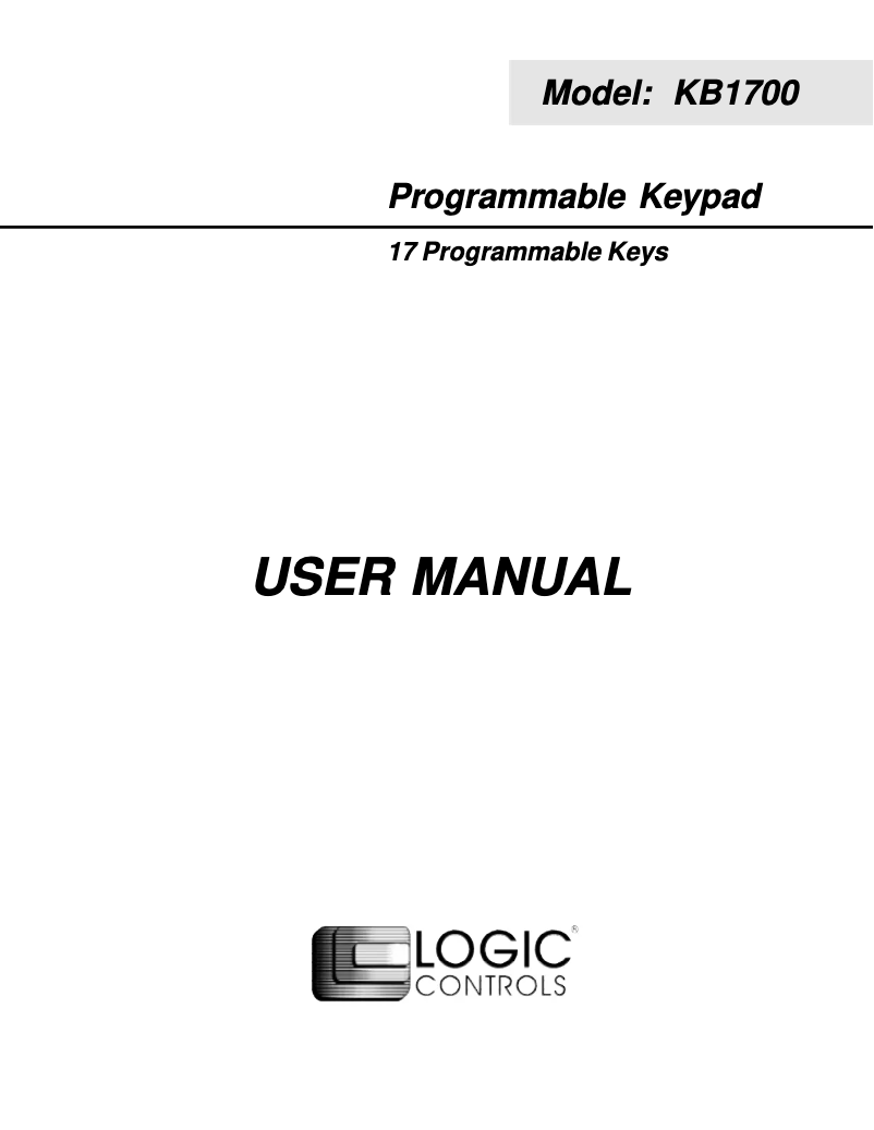 Page n°1 - Manuel utilisateur Bematech KB1700