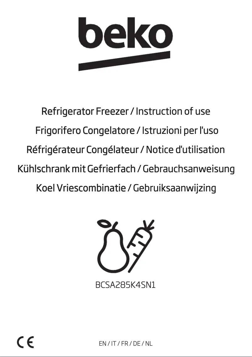 Page 1 de la notice Guide d'installation Beko BCSA285K4SN1