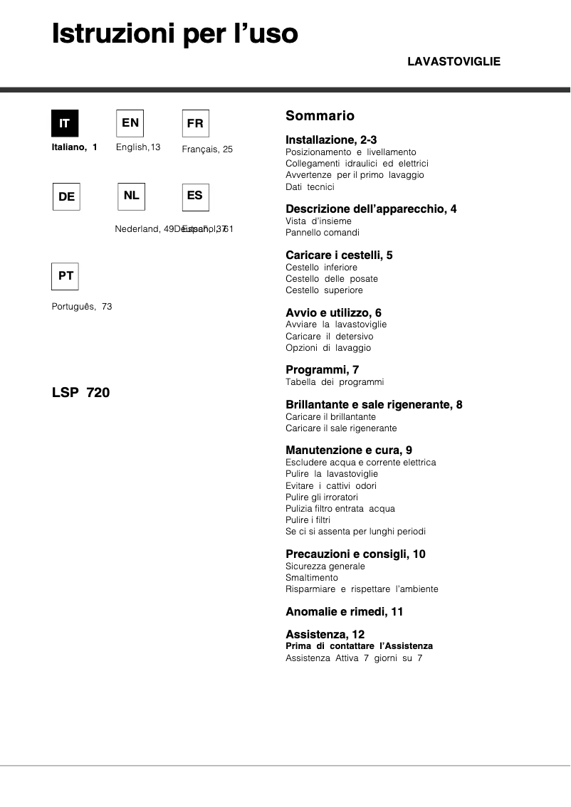 Image de la première page du manuel de l'appareil LSP 720A X