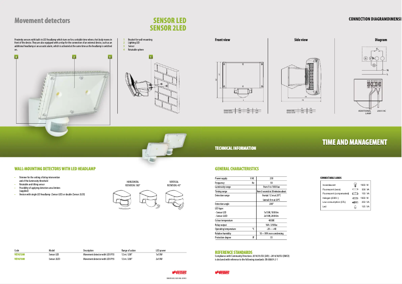 Page n°1 - Fiche technique Vemer Sensor 2LED