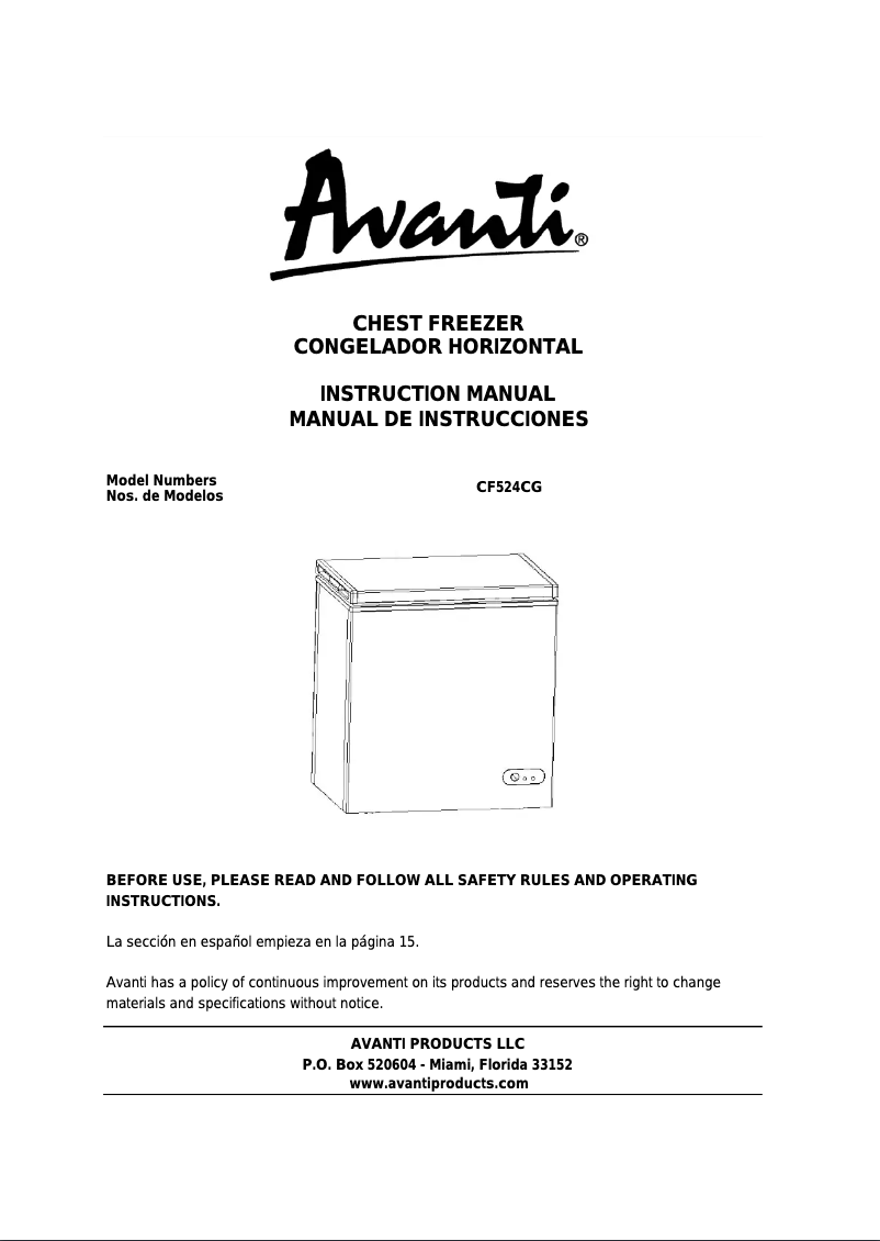 Page n°1 - Manuel utilisateur Avanti CF524CG