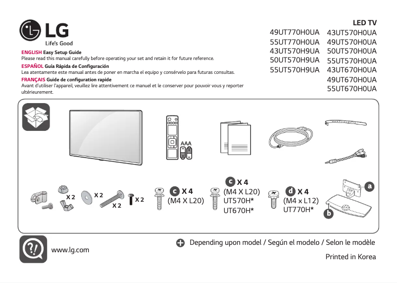 Image de la première page du manuel de l'appareil 43UT570H9UA