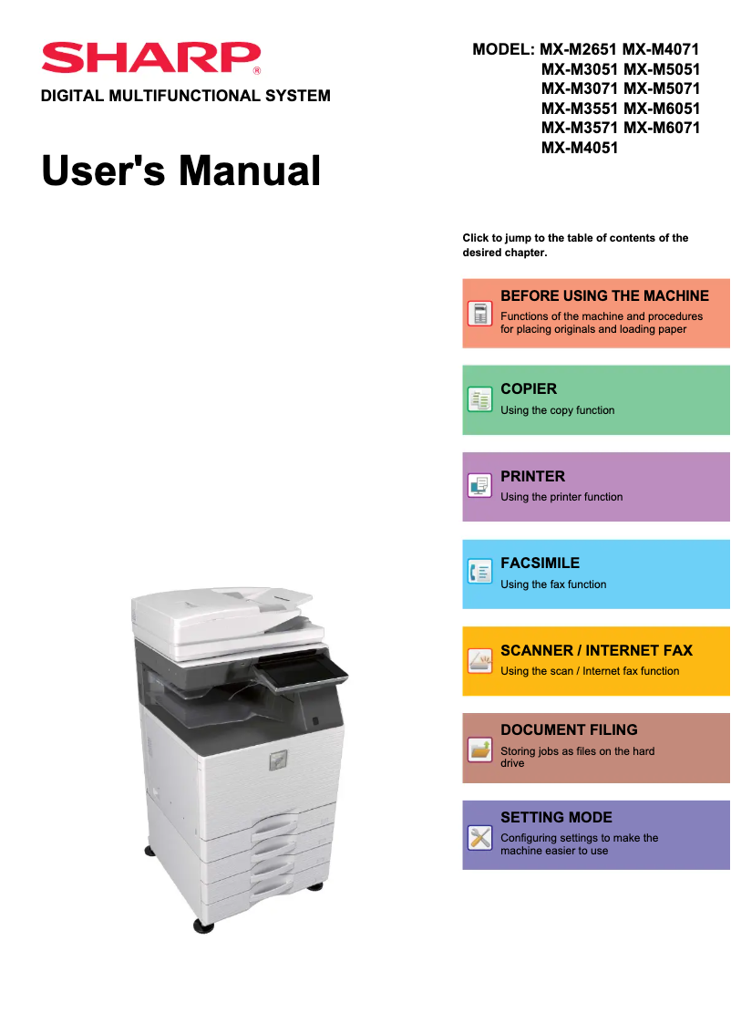 Page n°1 - Manuel utilisateur Sharp MX-M6071S