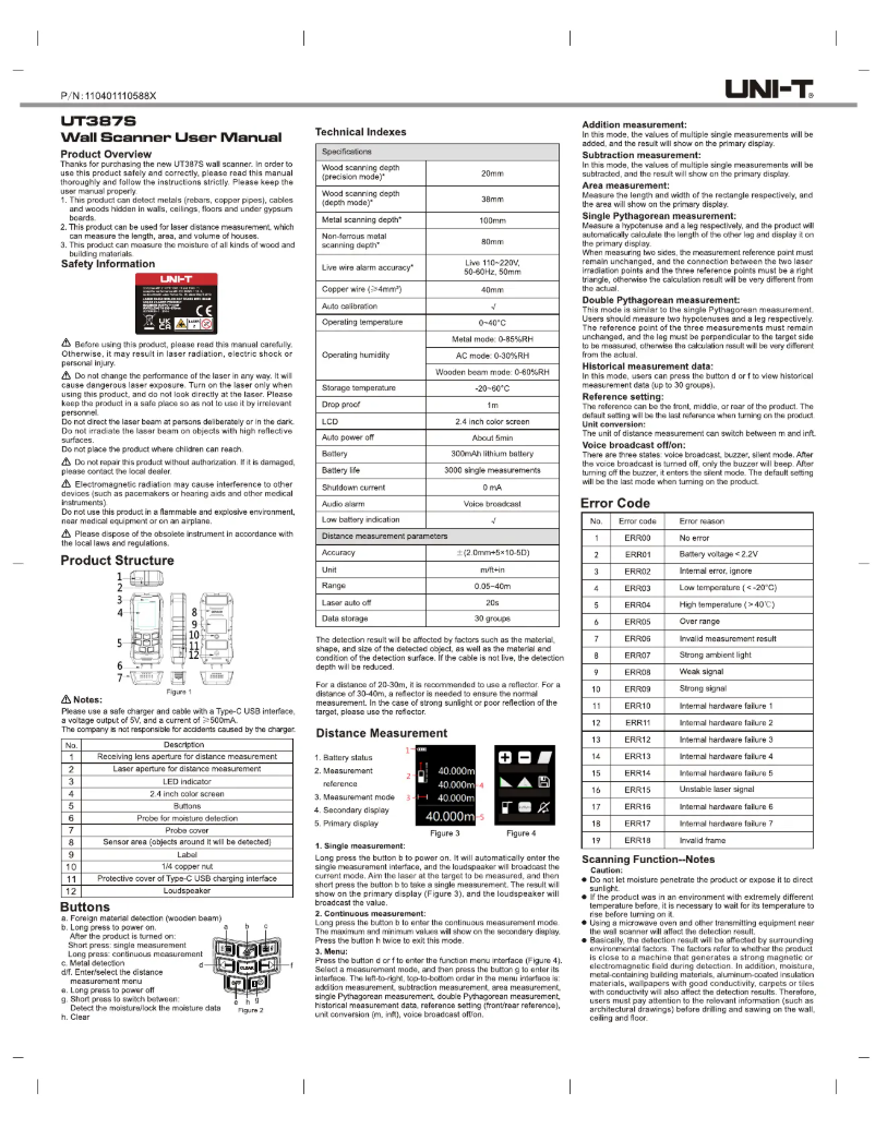 Page n°1 - Manuel utilisateur Uni-T UT387S