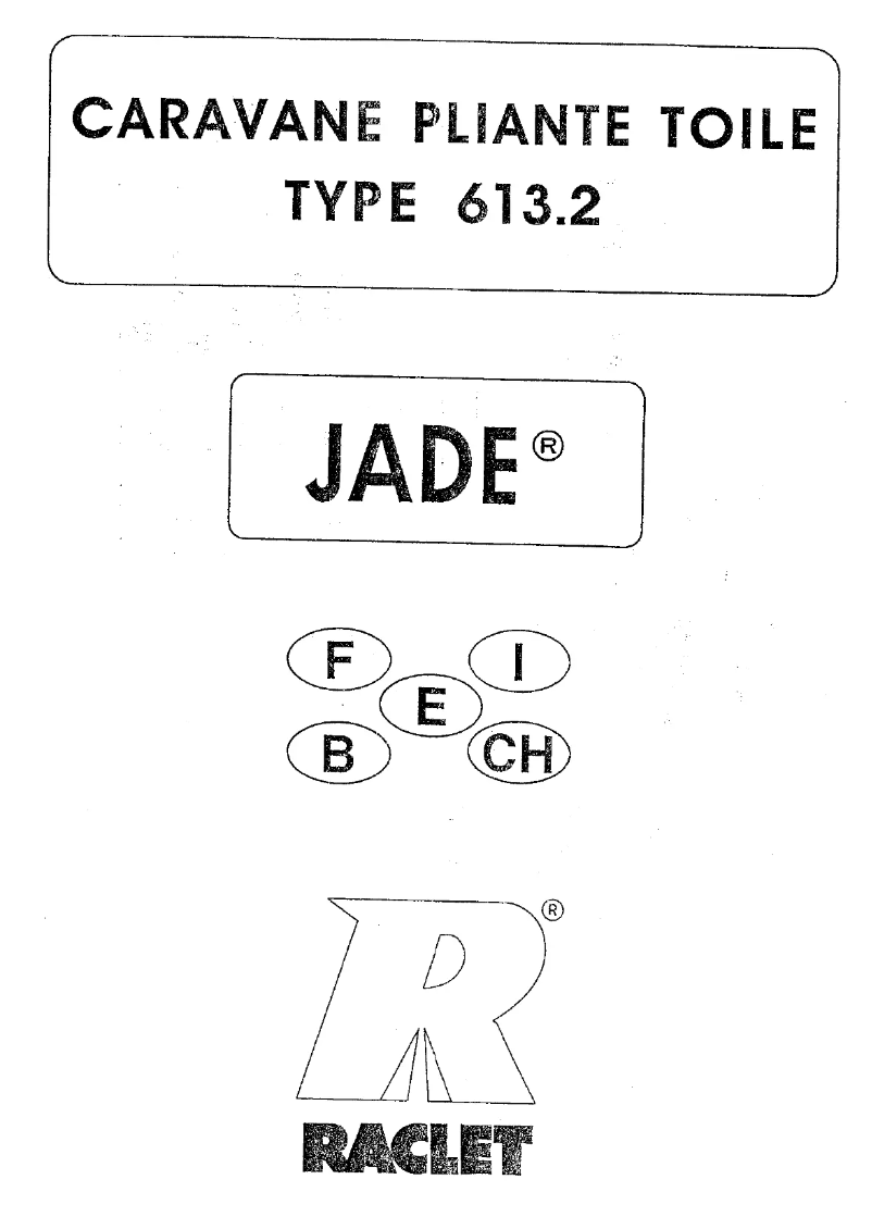 Page 1 de la notice Manuel utilisateur Raclet Jade