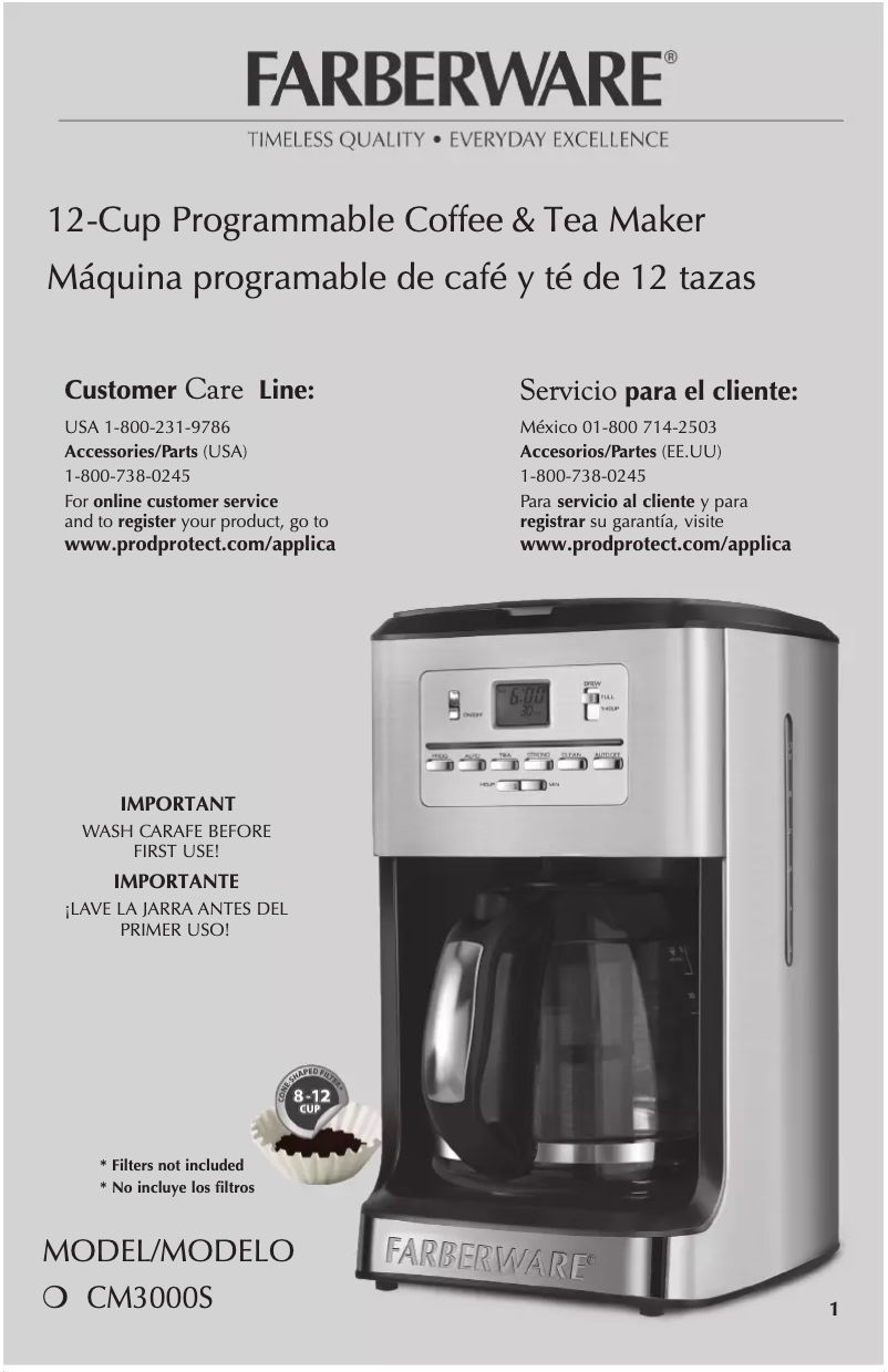 Página 1 del manual Manual de usuario Farberware CM3000S