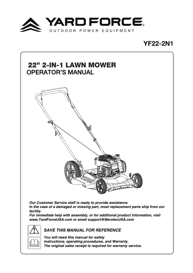 Page n°1 - Manuel utilisateur Yard Force YF22-2N1