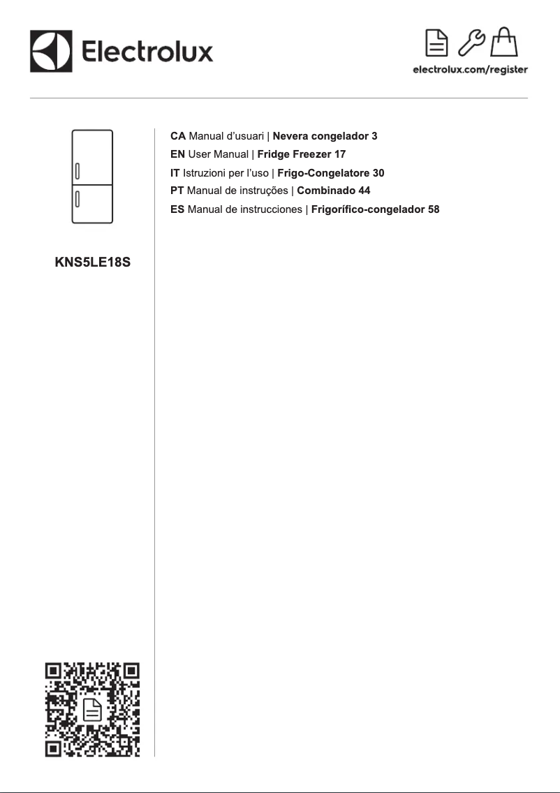 Page 1 de la notice Guide d'installation Electrolux KNS5LE18S