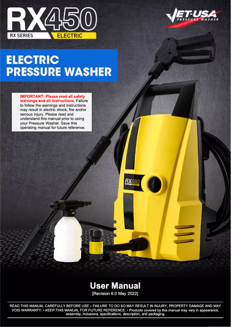 Page n°1 - Manuel utilisateur Jet-USA RX450