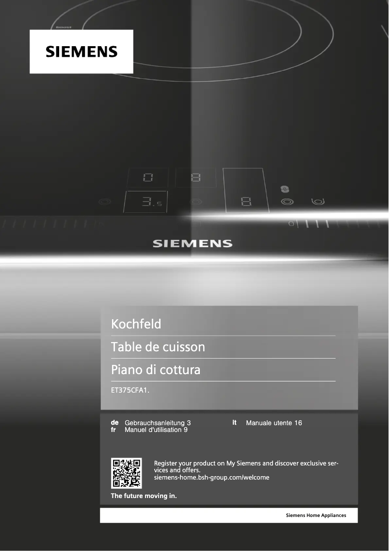 Page 1 de la notice Manuel utilisateur Siemens iQ300 ET375CFA1C