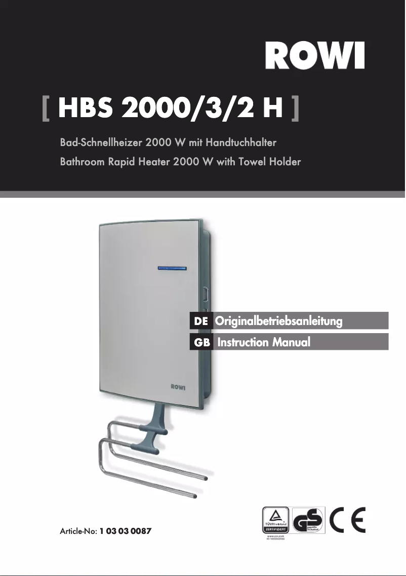 Page 1 de la notice Manuel utilisateur Rowi HBS 2000/3/2 H