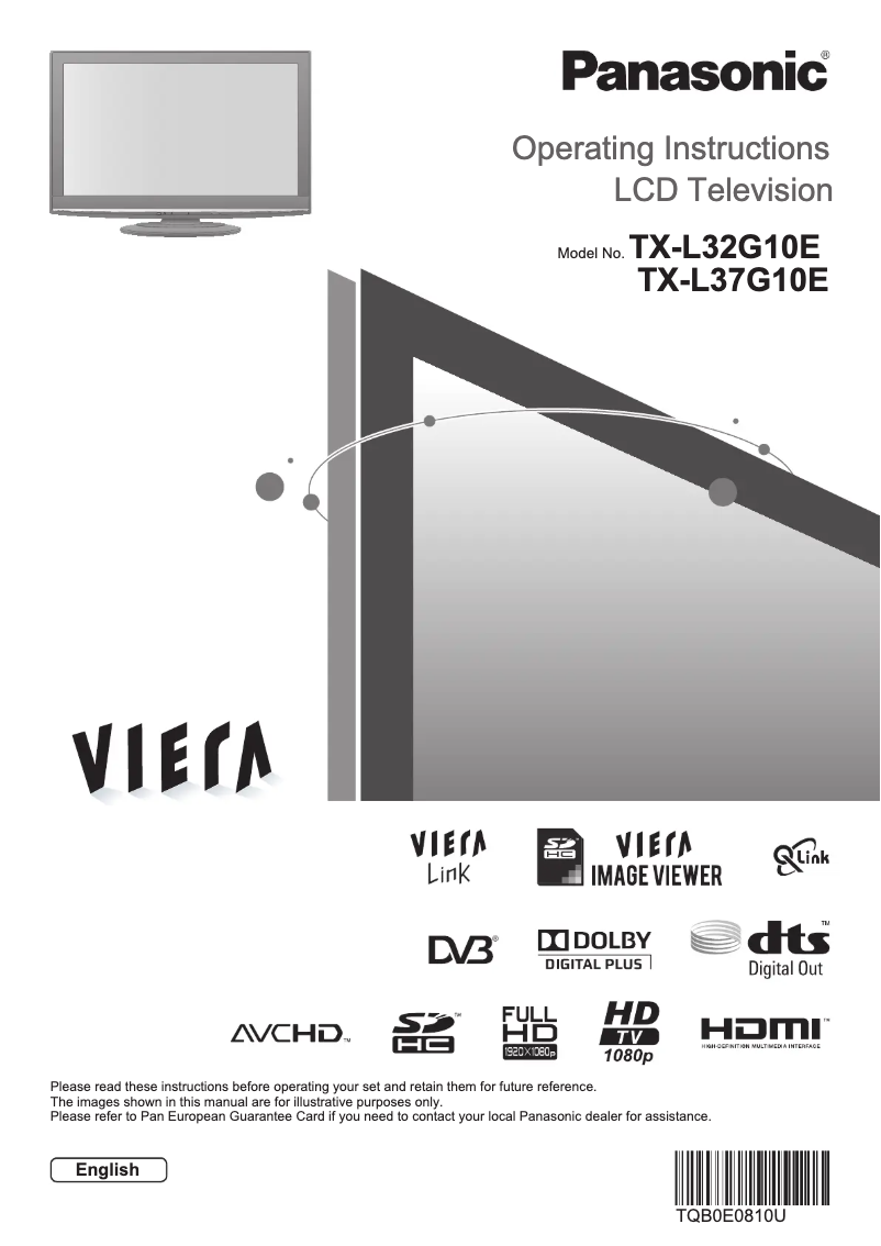 Image de la première page du manuel de l'appareil Viera TX-L37G10E