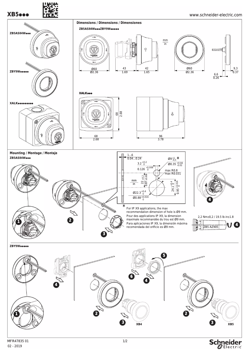 Image de la première page du manuel de l'appareil ZBY9W3B230