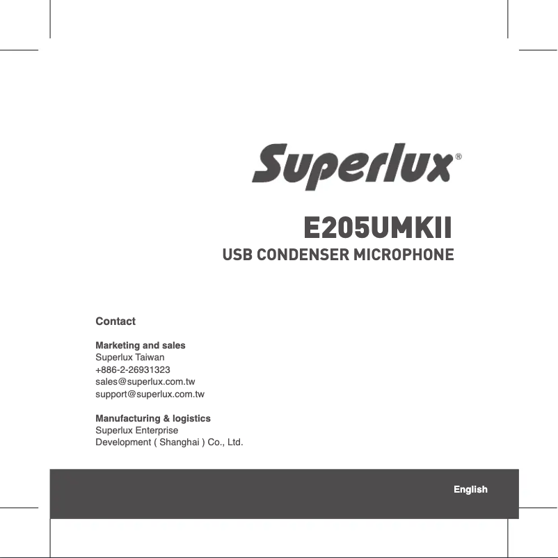 Page n°1 - Manuel utilisateur Superlux E205UMKII