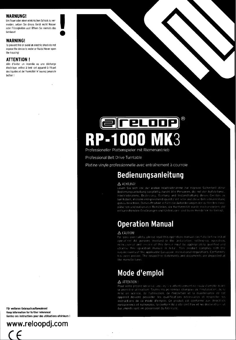 Page n°1 - Manuel utilisateur Reloop RP-1000 MK3