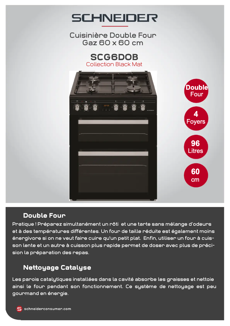 Page 1 de la notice Fiche technique Schneider SCG6DOB