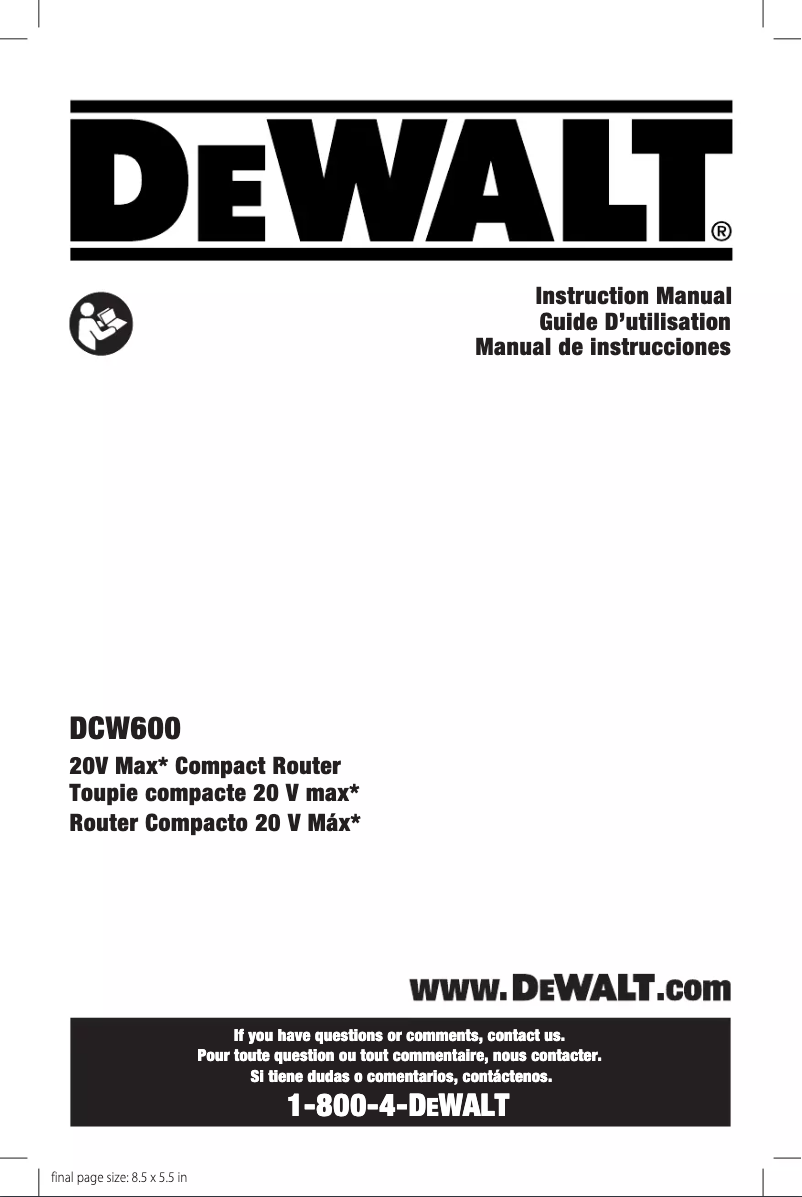 Page n°1 - Manuel utilisateur DeWalt DCW600