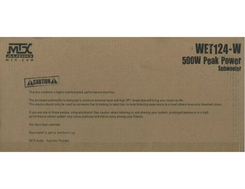 Page n°1 - Manuel utilisateur MTX Audio WET124-W