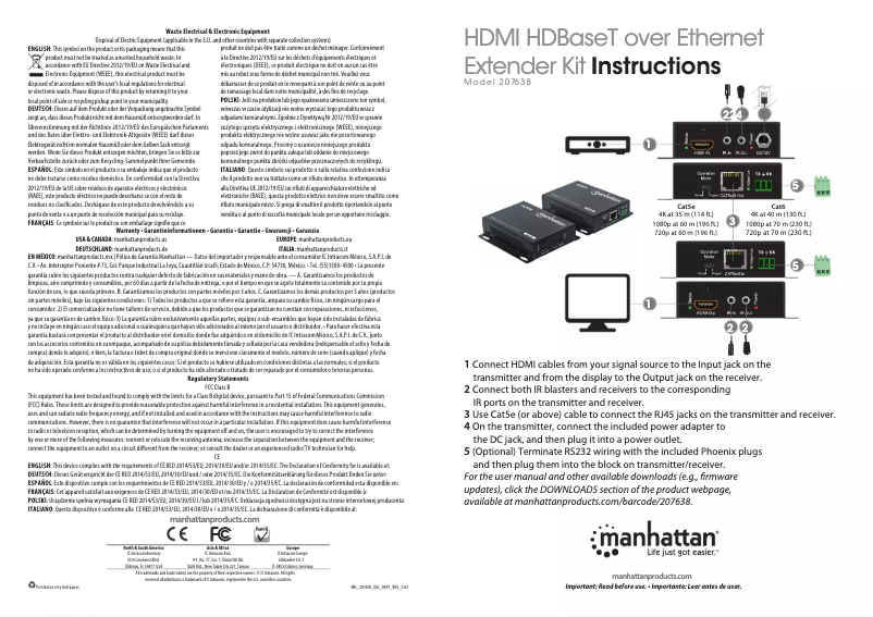 Page 1 de la notice Manuel utilisateur Manhattan 207638