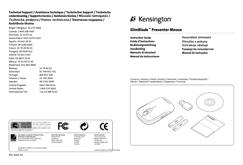 Page n°1 - Manuel utilisateur Kensington K72283US